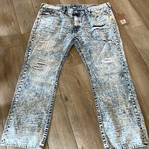 True Religion Relaxed Straight Patch Distressed Jeans 46